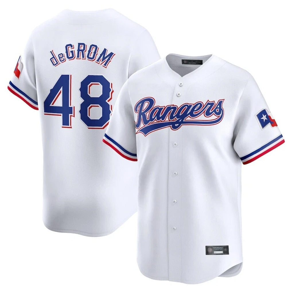 tocy T.Rangers #48 Jacob deGrom Player White Home Limited Stitched Jerseys