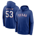 tocy T.Rangers #53 Adolis Garcia Player Royal Pullover Hoodie Stitched Jerseys