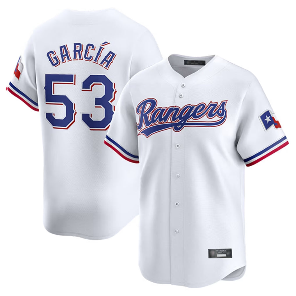 tocy T.Rangers #53 Adolis Garcia Player White Home Limited Stitched Jerseys