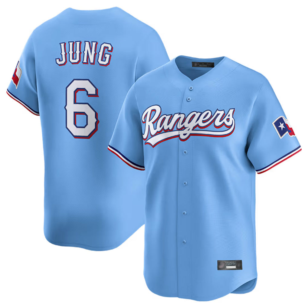 tocy T.Rangers #6 Josh Jung Player Light Blue Limited Home Stitched Jerseys