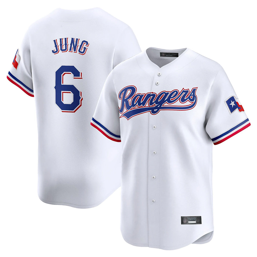 tocy T.Rangers #6 Josh Jung Player White&Blue Home Limited Stitched Jerseys