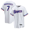 tocy T.Rangers #7 Ivan Rodriguez Player White Home Game Stitched Jerseys