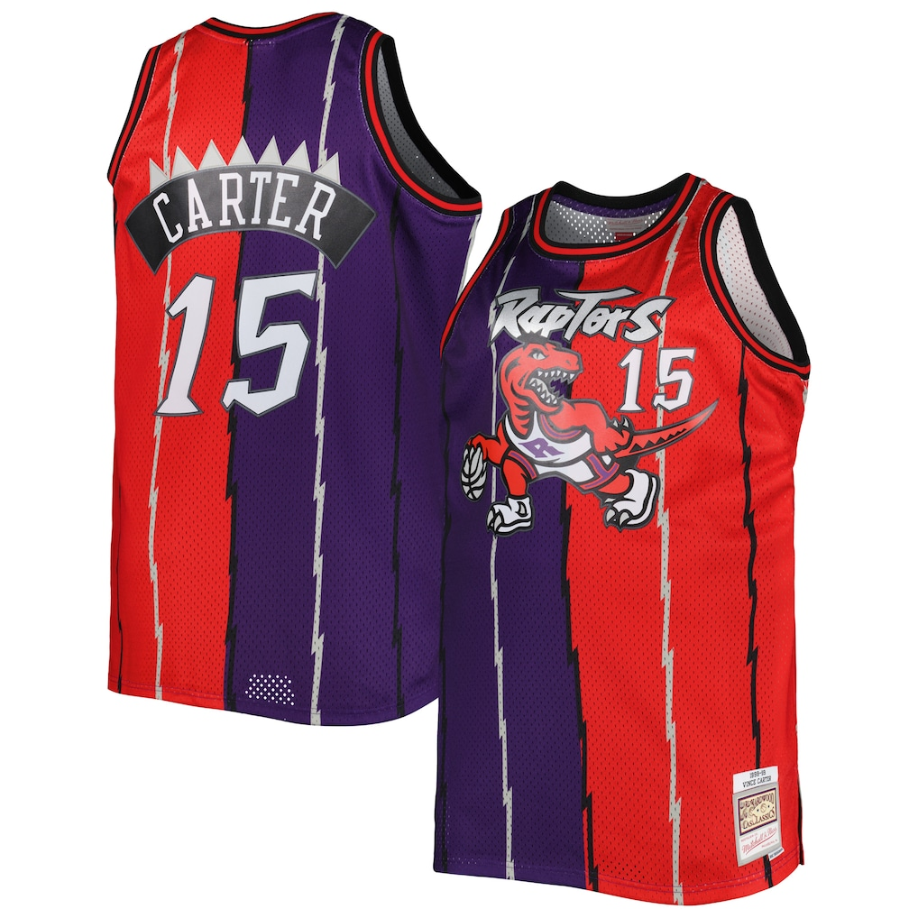 tocy T.Raptors Mitchell & Ness Purple Red Big & Tall Hardwood Classics 1998-99 Split Swingman Jerseys