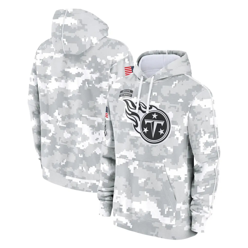Tocy T.Titans Camo Arctic Salute to Service Pullover Hoodies Home Game Blank Player Stitched Jerseys