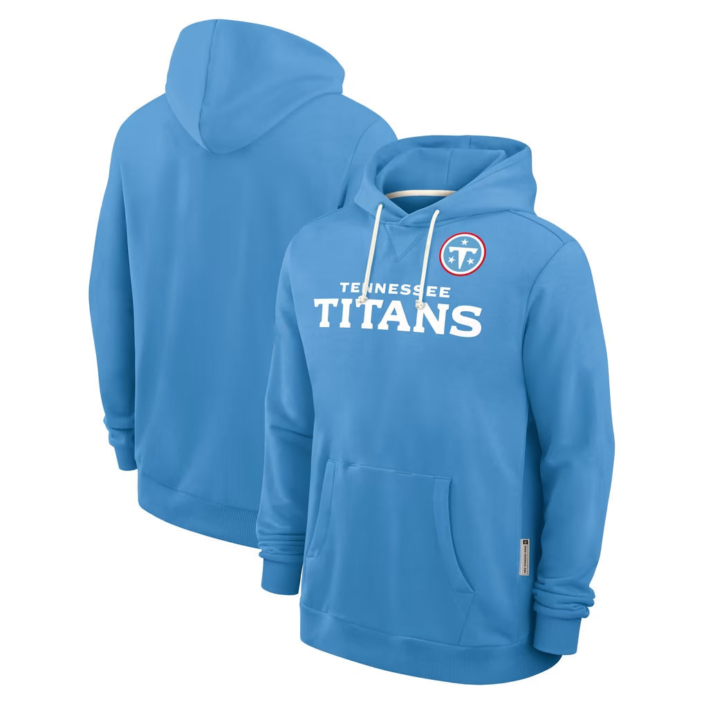 Tocy T.Titans Light Blue LOGO Pullover Hoodies Home Game Blank Player Stitched Jerseys