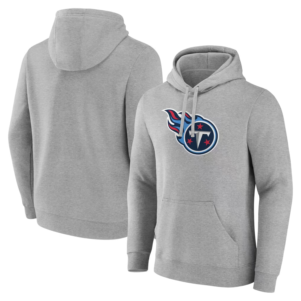 Tocy T.Titans Light Gray LOGO Pullover Hoodies Home Game Blank Player Stitched Jerseys