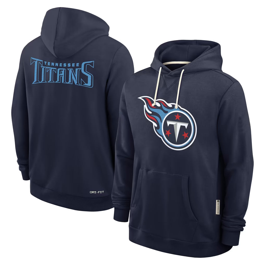 Tocy T.Titans Navy LOGO Pullover Hoodies Home Game Blank Player Stitched Jerseys