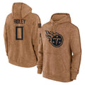Tocy T.Titans #0 Calvin Ridley Player Brown Salute To Service Club Pullover Hoodies Home Game Stitched Jerseys
