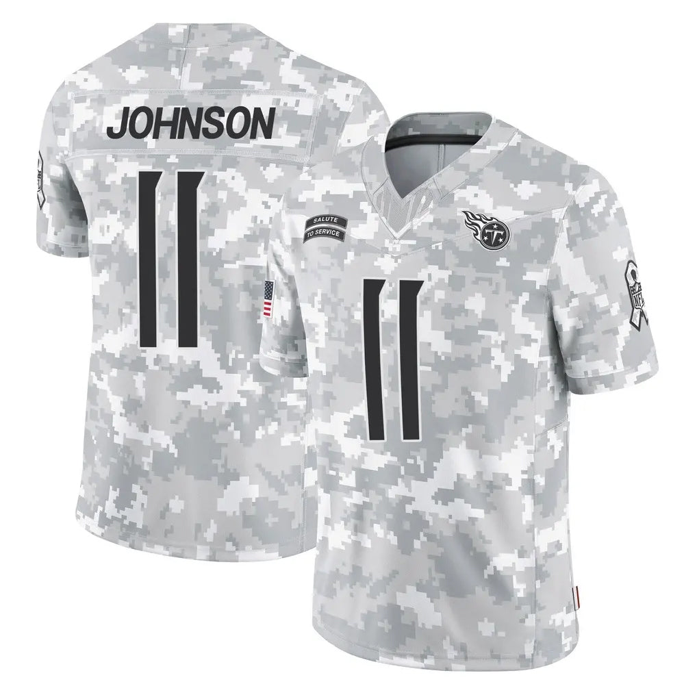 Tocy T.Titans #11 Jermaine Johnson II Player Arctic Camo Limited Salute to Service Home Game Stitched Jerseys