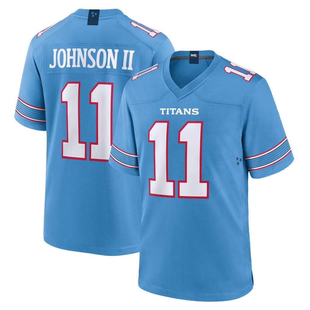 Tocy T.Titans #11 Jermaine Johnson II Player Light Blue 2026 Game Home Stitched Jerseys