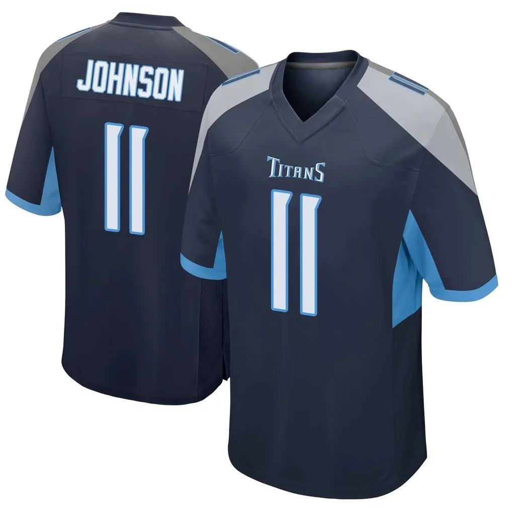 Tocy T.Titans #11 Jermaine Johnson II Player Navy Home Game Stitched Jerseys