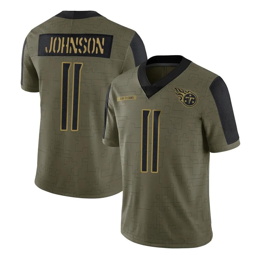 Tocy T.Titans #11 Jermaine Johnson II Player Olive Salute to Service Limited Home Game Stitched Jerseys