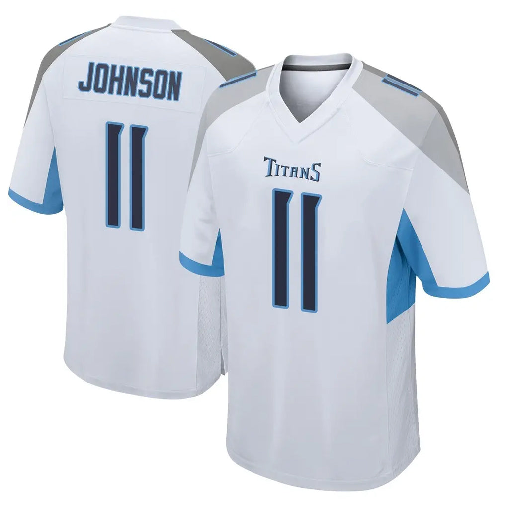 Tocy T.Titans #11 Jermaine Johnson II Player White Home Game Stitched Jerseys
