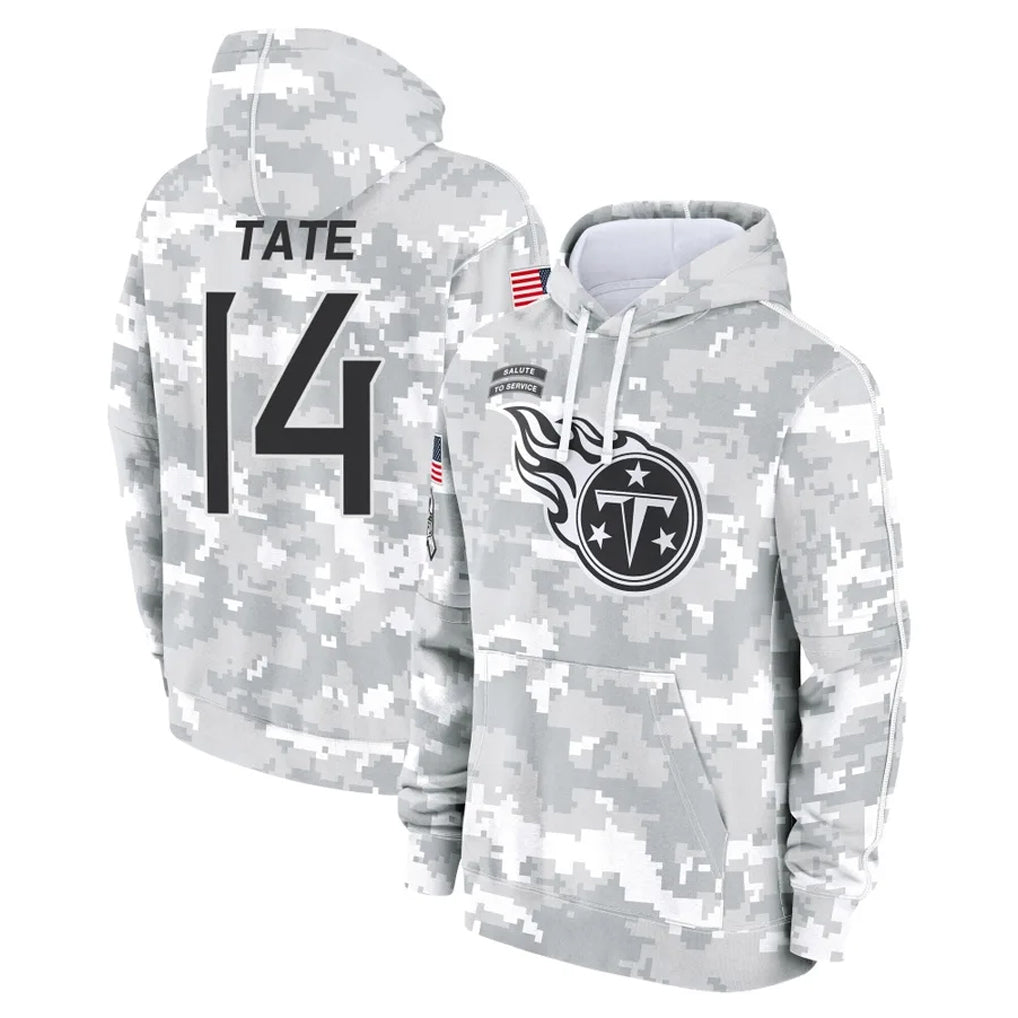 Tocy T.Titans #14 Carnell Tate Player Camo Arctic Salute to Service Pullover Hoodies Home Game Stitched Jerseys