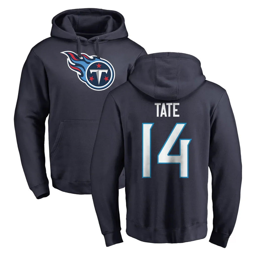 Tocy T.Titans #14 Carnell Tate Player Navy Logo Pullover Hoodies Home Game Stitched Jerseys