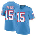 Tocy T.Titans #15 Keldric Faulk Player Light Blue Oilers Throwback Home Game Stitched Jerseys