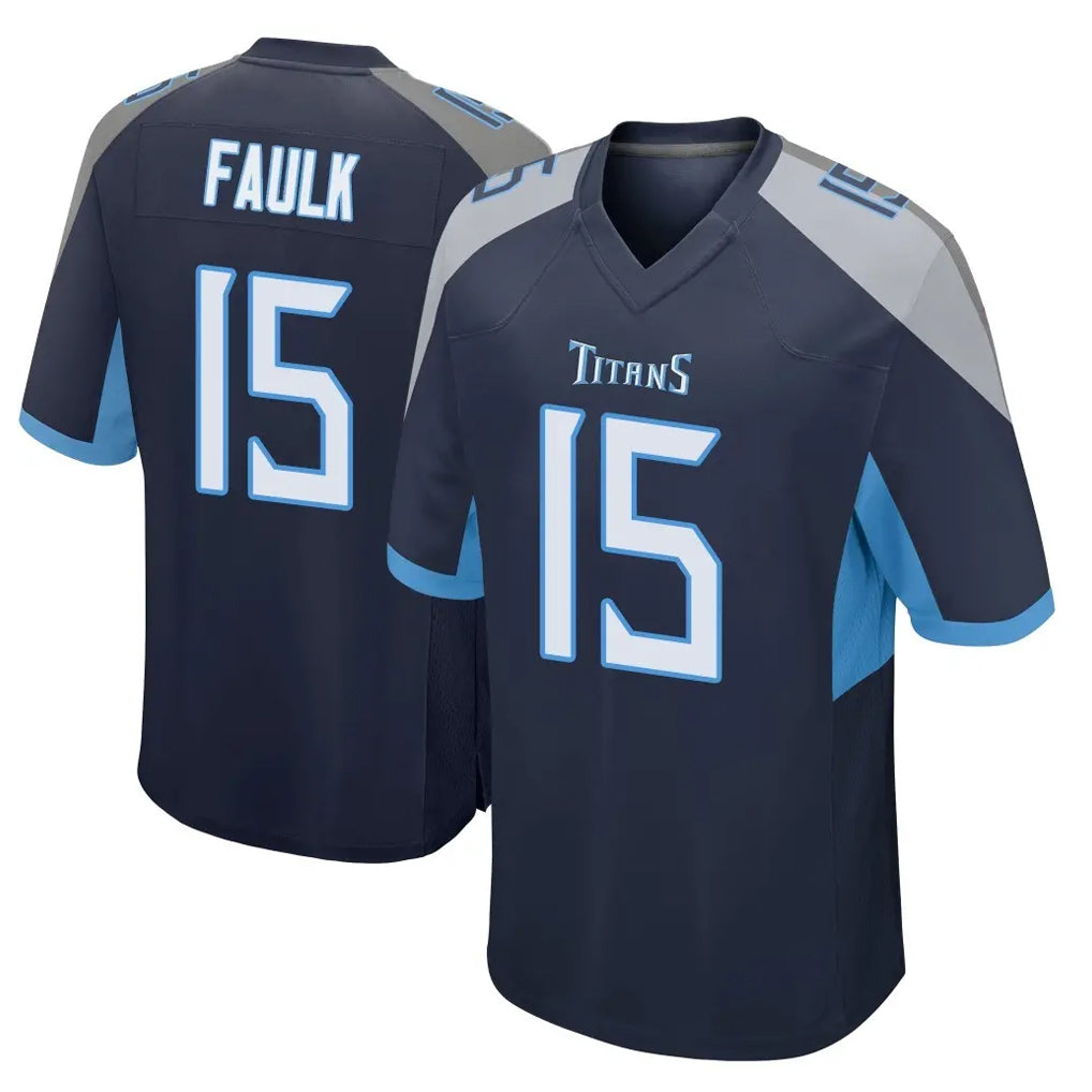 Tocy T.Titans #15 Keldric Faulk Player Navy Home Game Stitched Jerseys