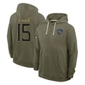 Tocy T.Titans #15 Keldric Faulk Player Olive Salute to Service Hoodies Home Game Stitched Jerseys