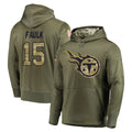Tocy T.Titans #15 Keldric Faulk Player Olive Salute to Service Pullover Hoodies Home Game Stitched Jerseys