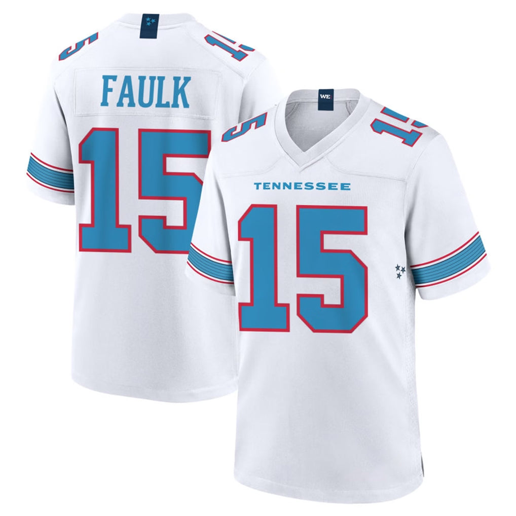 Tocy T.Titans #15 Keldric Faulk Player White 2026 Game Home Stitched Jerseys