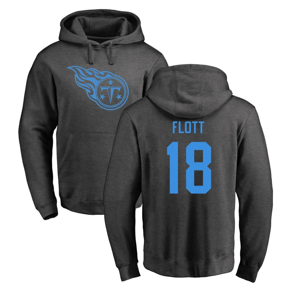 Tocy T.Titans #18 Cor'Dale Flott Player Ash One Color Pullover Hoodies Home Game Stitched Jerseys