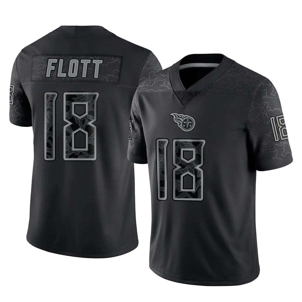 Tocy T.Titans #18 Cor'Dale Flott Player Black Limited Reflective Home Game Stitched Jerseys
