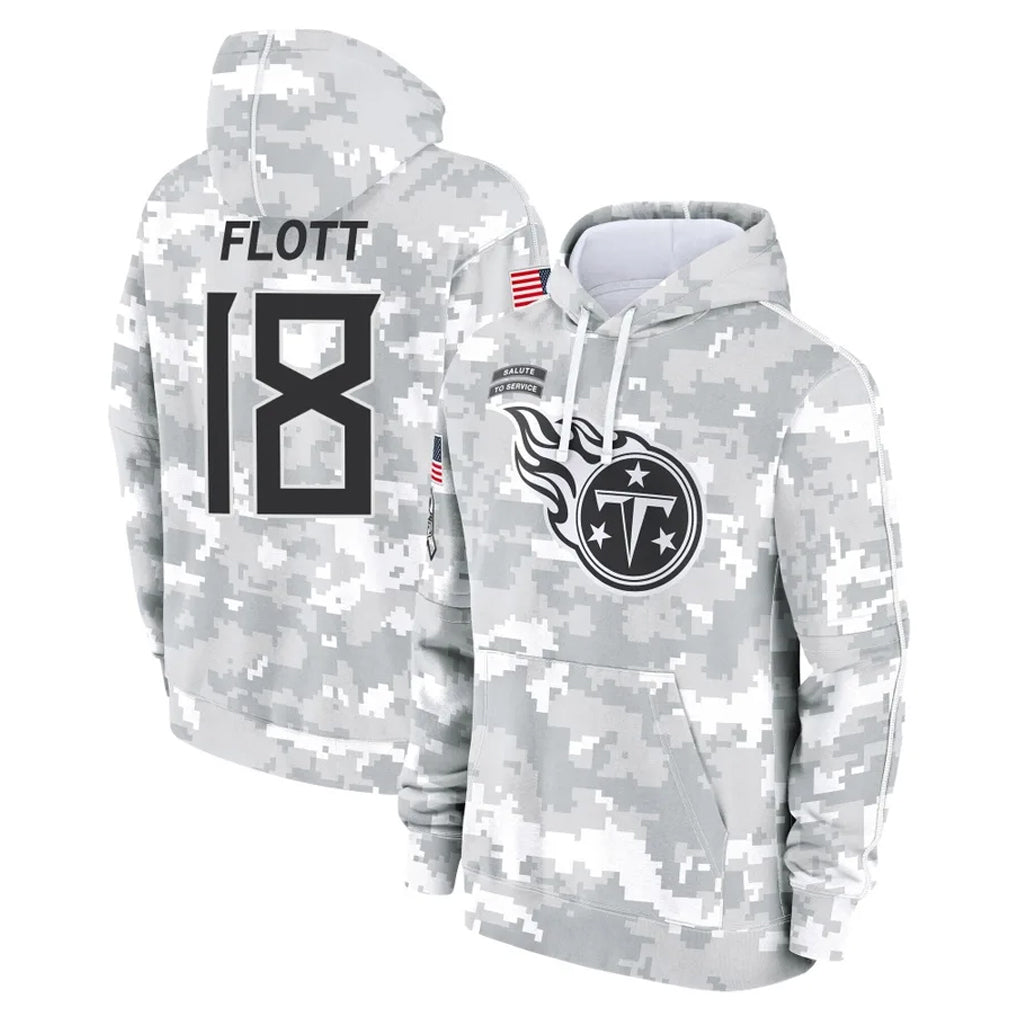 Tocy T.Titans #18 Cor'Dale Flott Player Camo Arctic Salute to Service Pullover Hoodies Home Game Stitched Jerseys