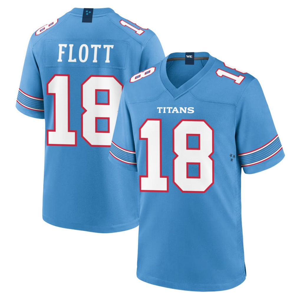 Tocy T.Titans #18 Cor'Dale Flott Player Light Blue 2026 Game Home Stitched Jerseys