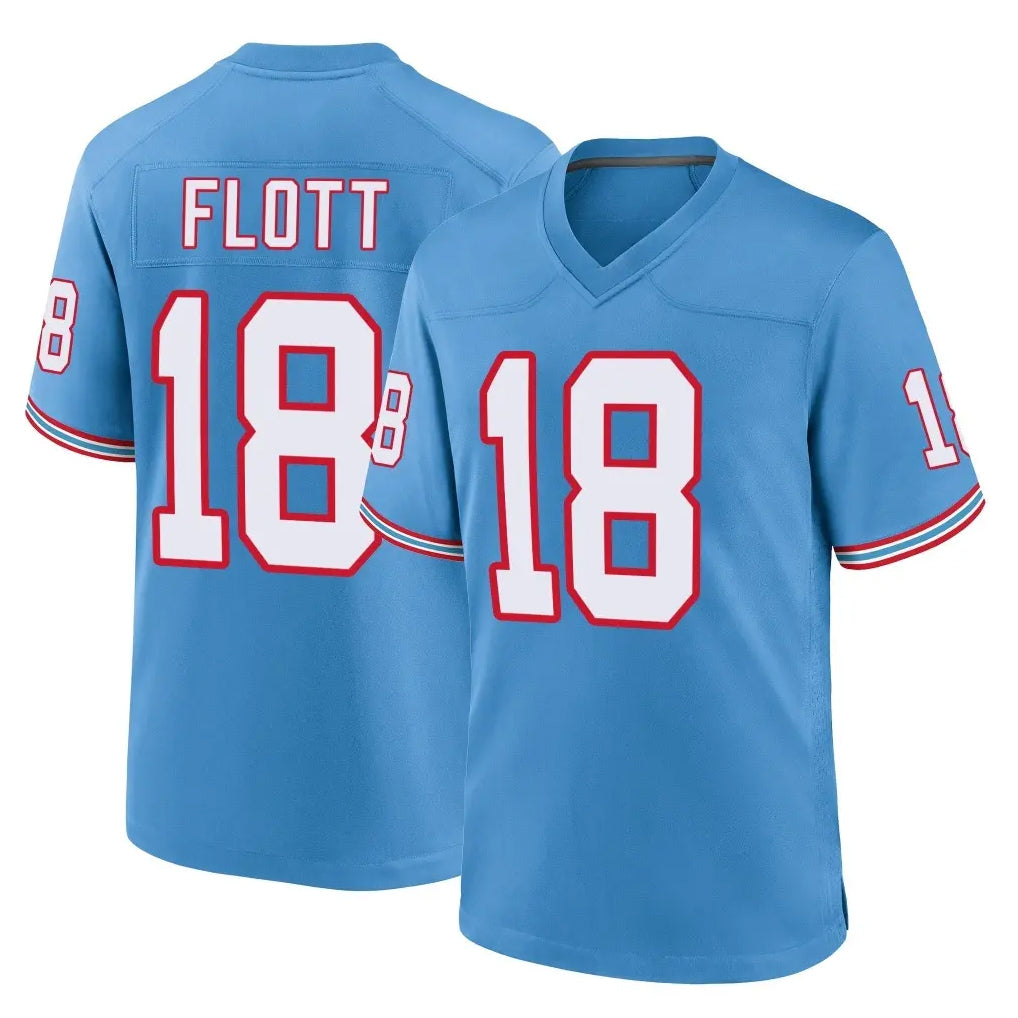 Tocy T.Titans #18 Cor'Dale Flott Player Light Blue Oilers Throwback Home Game Stitched Jerseys
