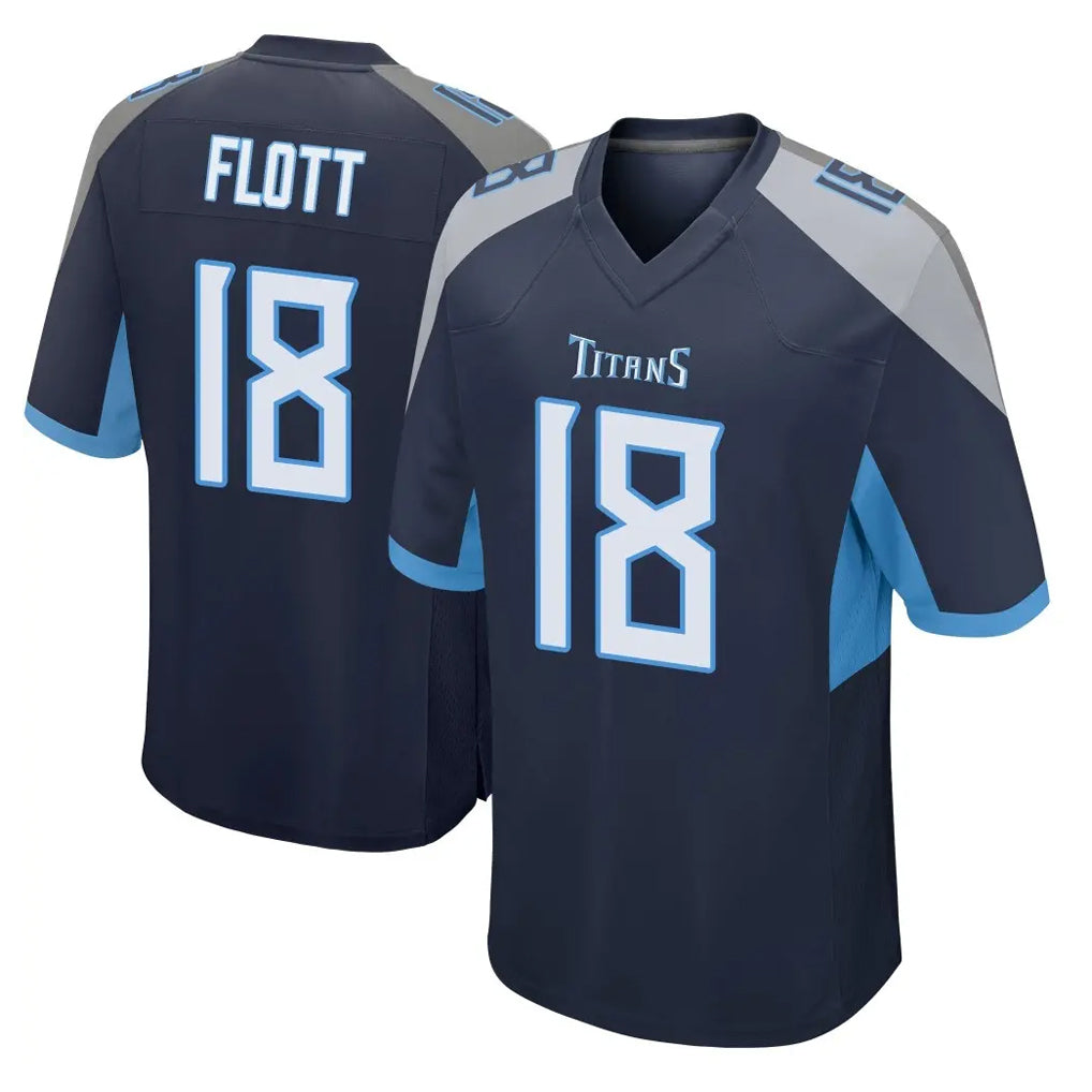 Tocy T.Titans #18 Cor'Dale Flott Player Navy Home Game Stitched Jerseys