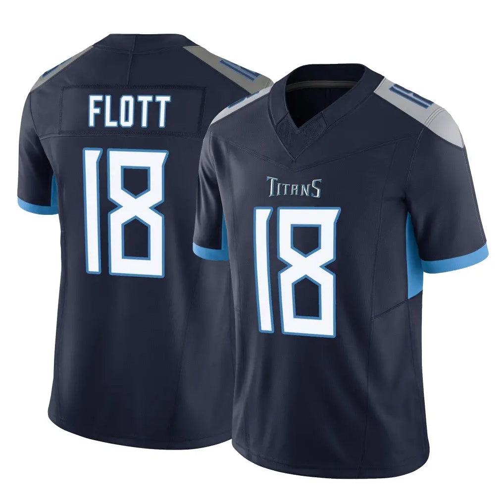 Tocy T.Titans #18 Cor'Dale Flott Player Navy Limited Vapor F.U.S.E. Home Game Stitched Jerseys