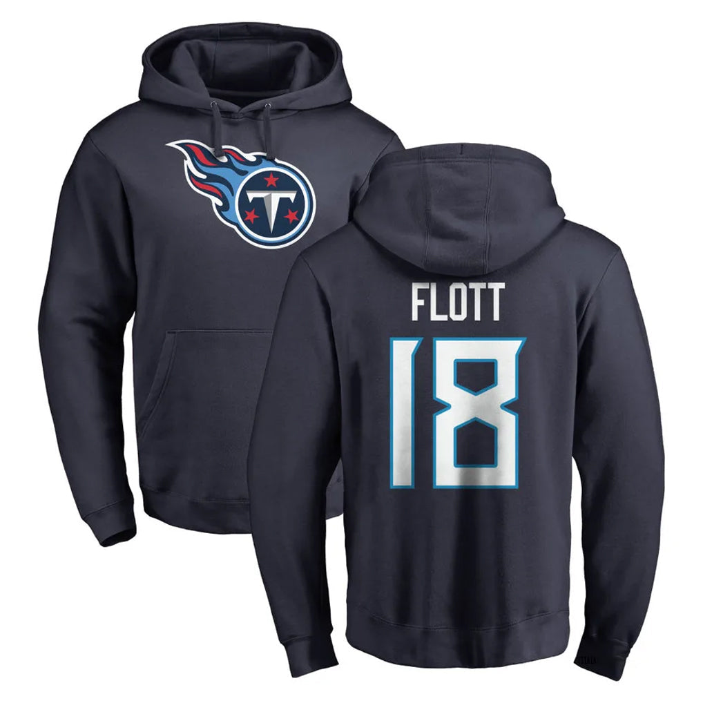 Tocy T.Titans #18 Cor'Dale Flott Player Navy Logo Pullover Hoodies Home Game Stitched Jerseys