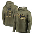 Tocy T.Titans #18 Cor'Dale Flott Player Olive Salute to Service Pullover Hoodies Home Game Stitched Jerseys