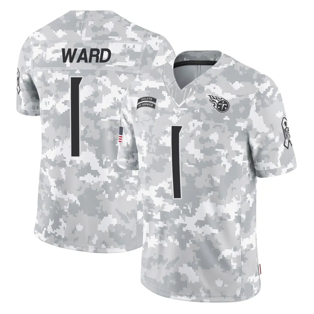 Tocy T.Titans #1 Cameron Ward Player Arctic Camo Limited Salute to Service Home Game Stitched Jerseys