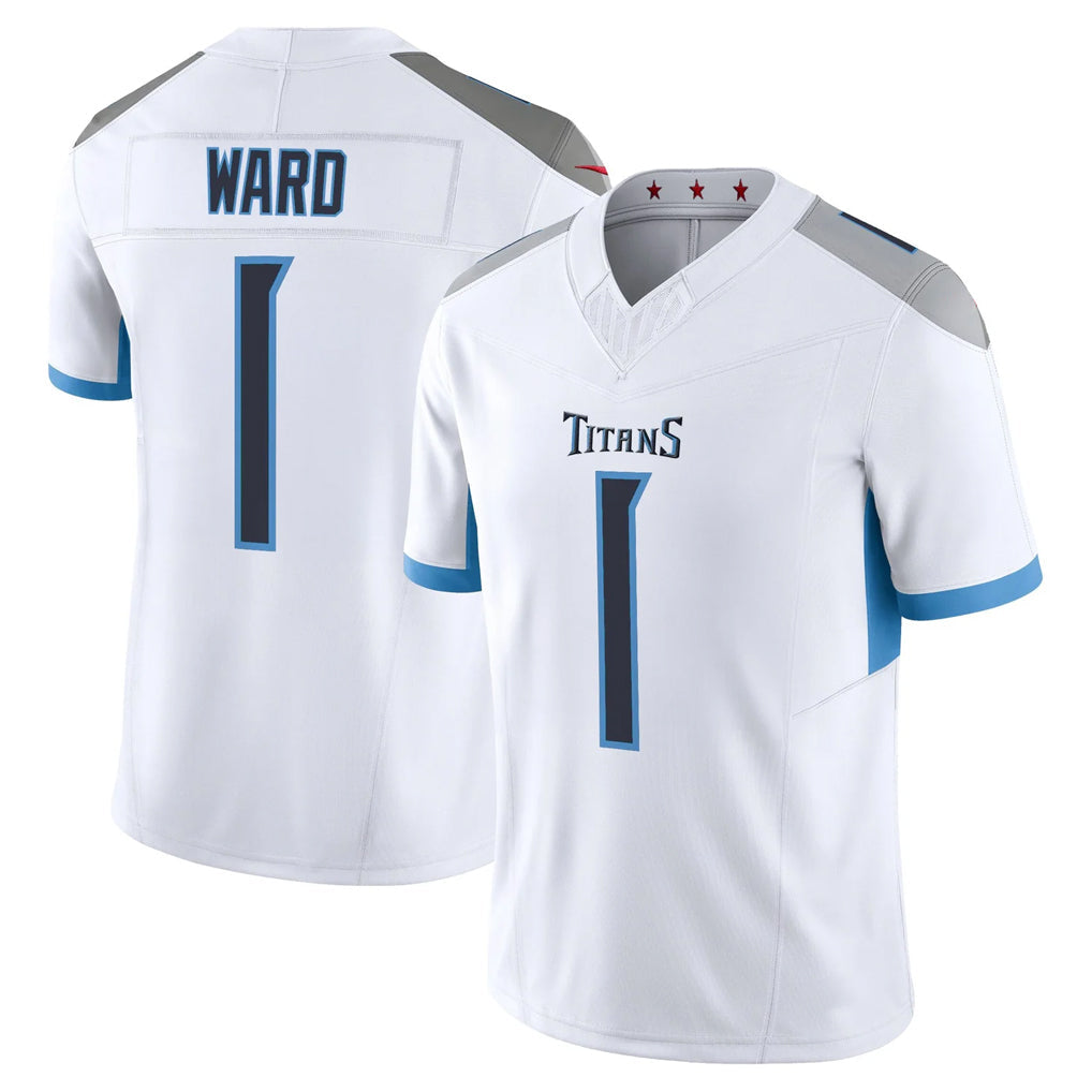 Tocy T.Titans #1 Cameron Ward Player White 2025 Vapor Limited Home Game Stitched Jerseys