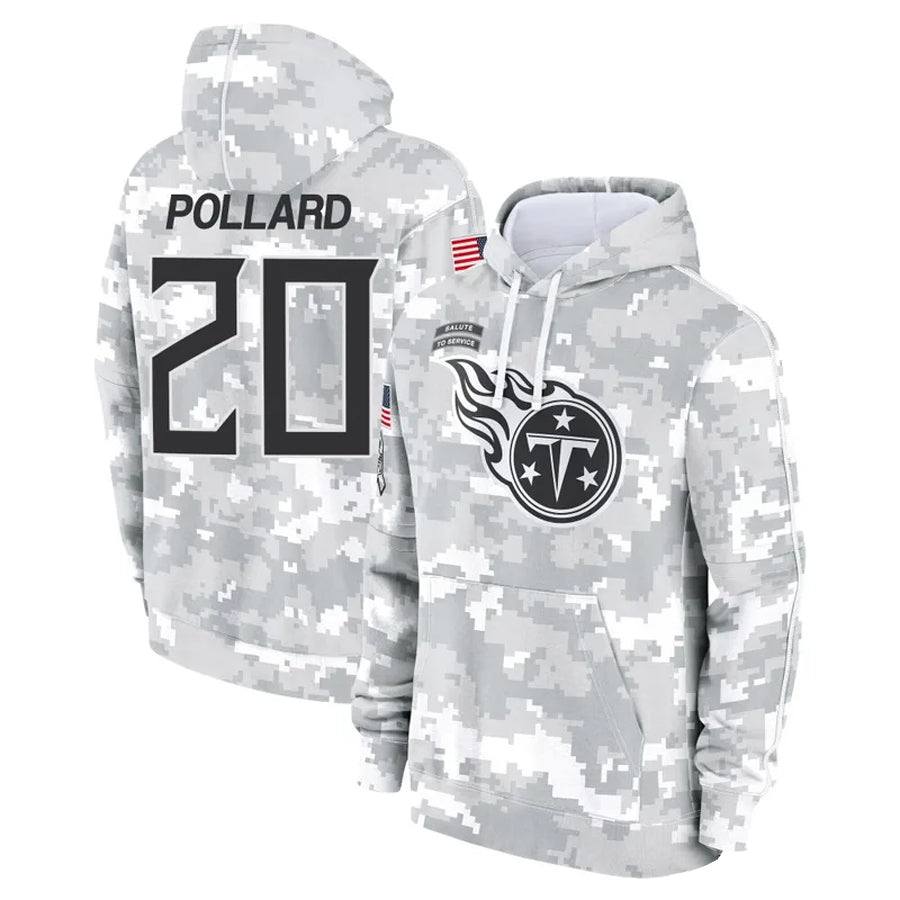 tocy T.Titans #20 Tony Pollard Player Arctic Camo Salute To Service Hoodies Game Stitched Jerseys