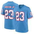 Tocy T.Titans #23 Kevin Winston Jr. Player Light Blue Oilers Throwback Home Game Stitched Jerseys