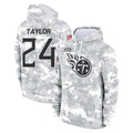 Tocy T.Titans #24 Alontae Taylor Player Camo Arctic Salute to Service Pullover Hoodies Home Game Stitched Jerseys