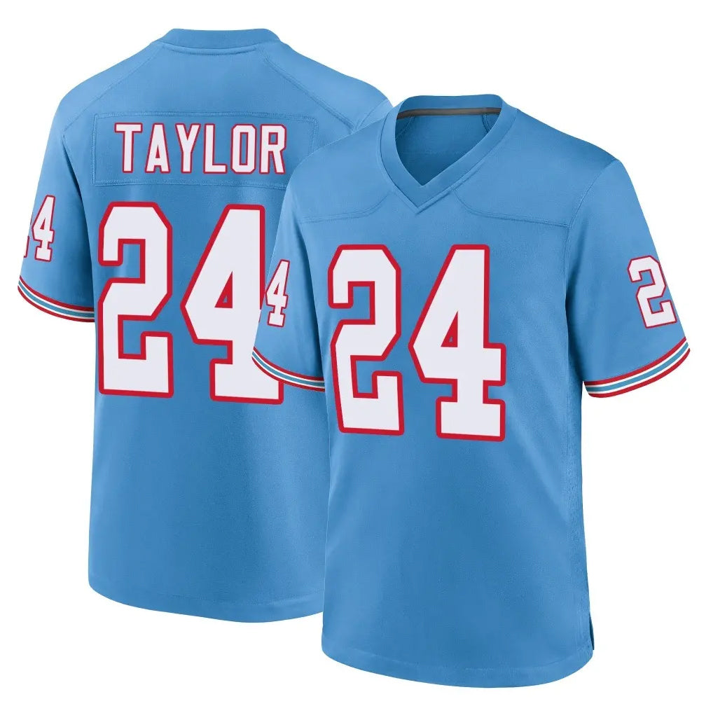 Tocy T.Titans #24 Alontae Taylor Player Light Blue Oilers Throwback Home Game Stitched Jerseys