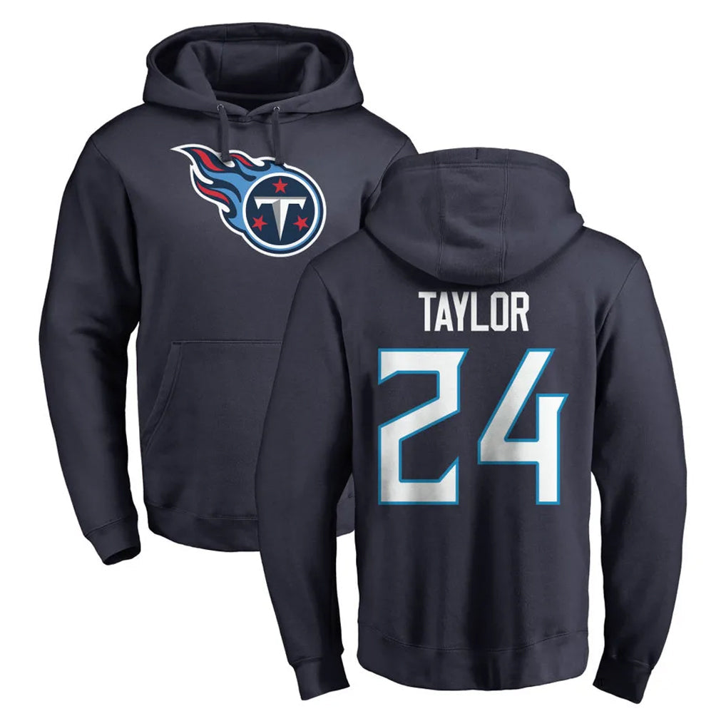 Tocy T.Titans #24 Alontae Taylor Player Navy Logo Pullover Hoodies Home Game Stitched Jerseys