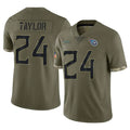 Tocy T.Titans #24 Alontae Taylor Player Olive Limited Salute to Service Home Game Stitched Jerseys