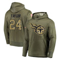 Tocy T.Titans #24 Alontae Taylor Player Olive Salute to Service Pullover Hoodies Home Game Stitched Jerseys