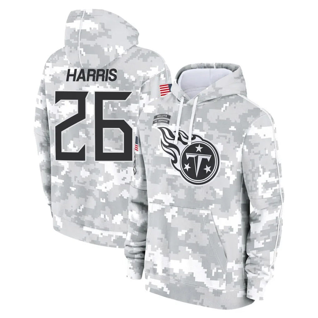 Tocy T.Titans #26 Marcus Harris Player Camo Arctic Salute to Service Pullover Hoodies Home Game Stitched Jerseys