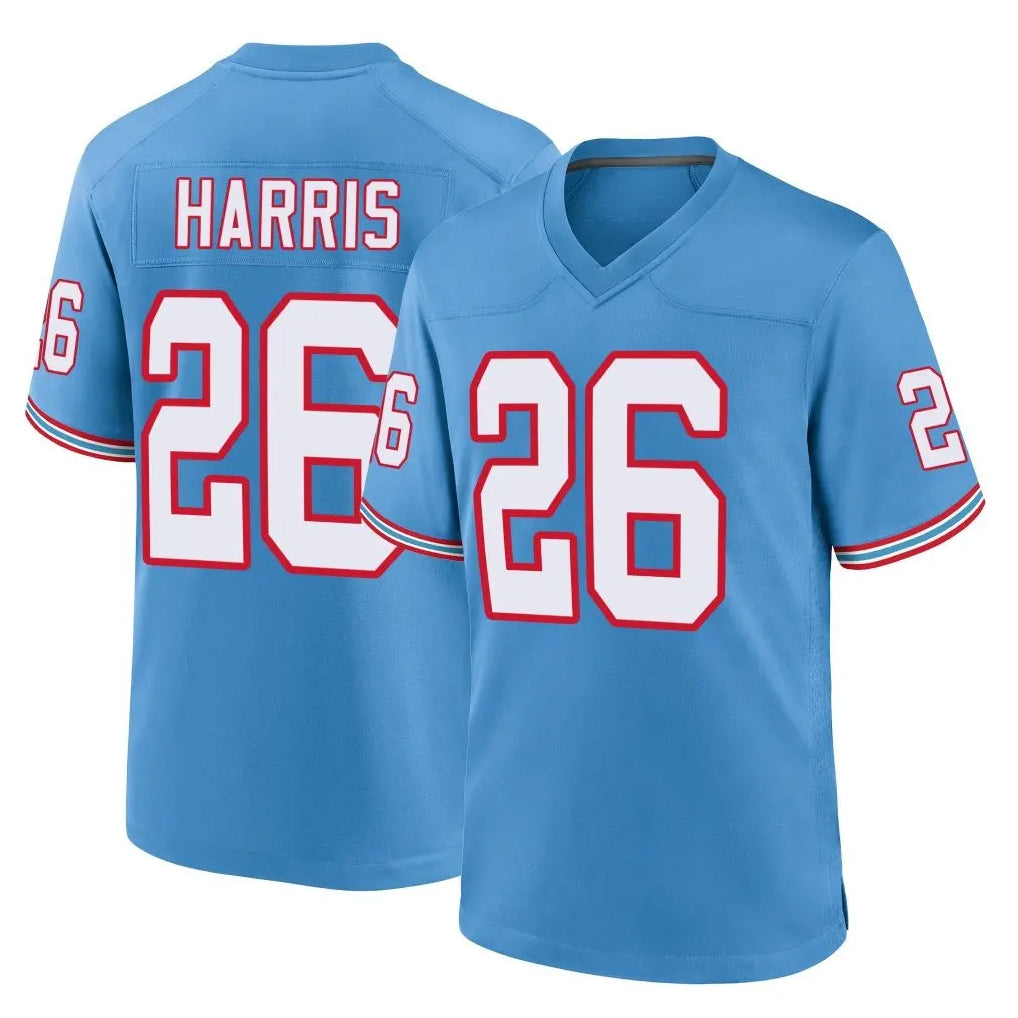 Tocy T.Titans #26 Marcus Harris Player Light Blue Oilers Throwback Home Game Stitched Jerseys