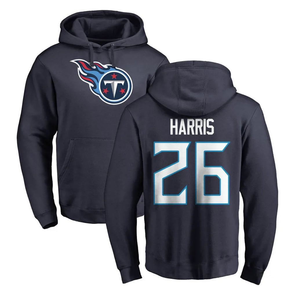 Tocy T.Titans #26 Marcus Harris Player Navy Logo Pullover Hoodies Home Game Stitched Jerseys