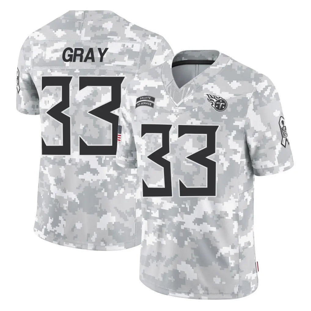 Tocy T.Titans #33 Cedric Gray Player Arctic Camo Limited Salute to Service Home Game Stitched Jerseys
