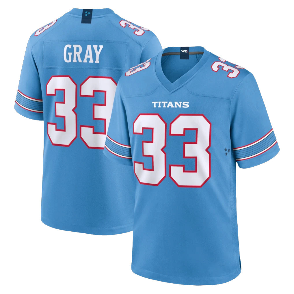 Tocy T.Titans #33 Cedric Gray Player Light Blue 2026 Game Home Stitched Jerseys