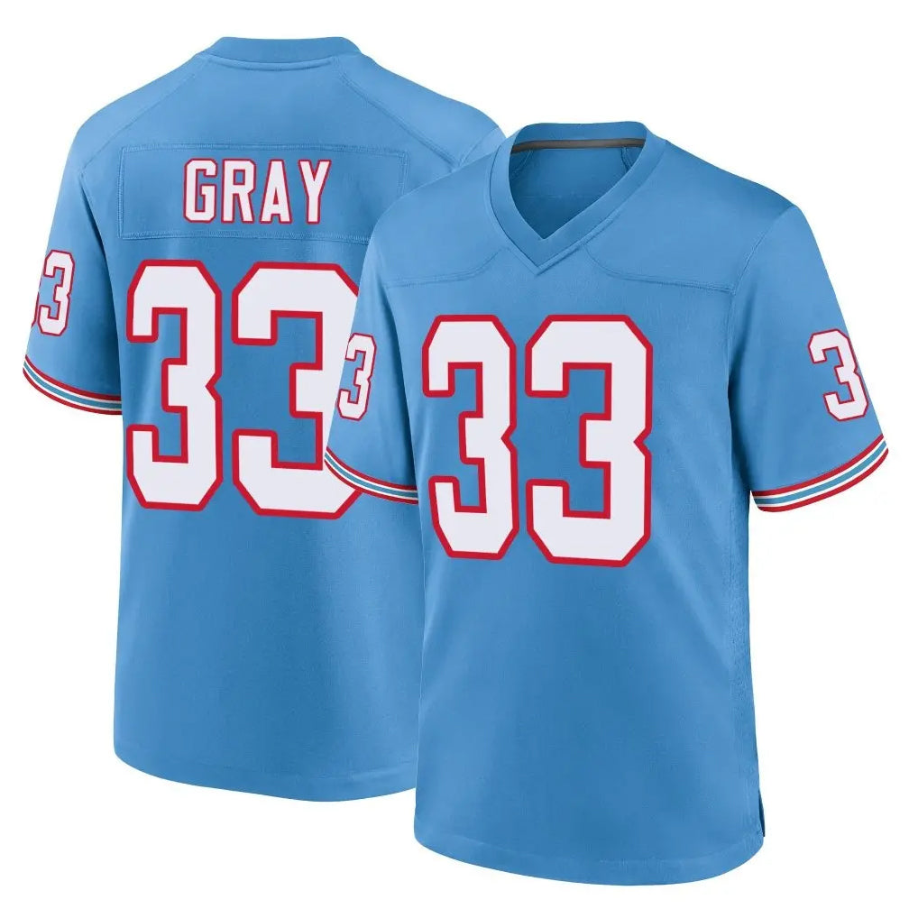 Tocy T.Titans #33 Cedric Gray Player Light Blue Oilers Throwback Home Game Stitched Jerseys