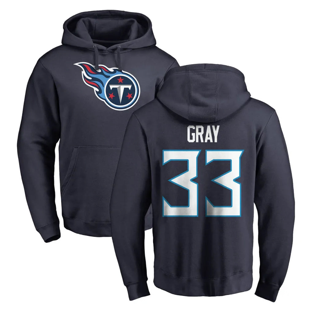 Tocy T.Titans #33 Cedric Gray Player Navy Logo Pullover Hoodies Home Game Stitched Jerseys