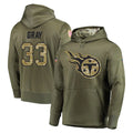 Tocy T.Titans #33 Cedric Gray Player Olive Salute to Service Pullover Hoodies Home Game Stitched Jerseys